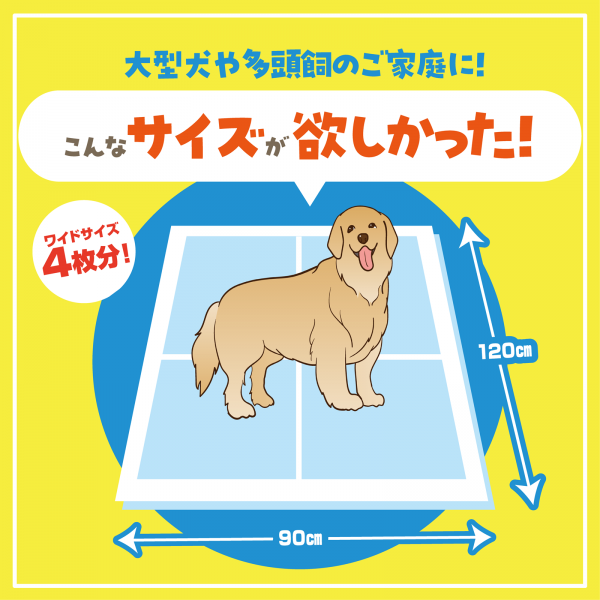 しつけるシーツＷ消臭ｎｅｏ ＭＥＧＡビッグ サイズはなんとワイド４枚分の90×120cm!