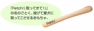 「Fetch!（取ってきて！）」の名のごとく、投げて愛犬に取ってこさせるおもちゃ。