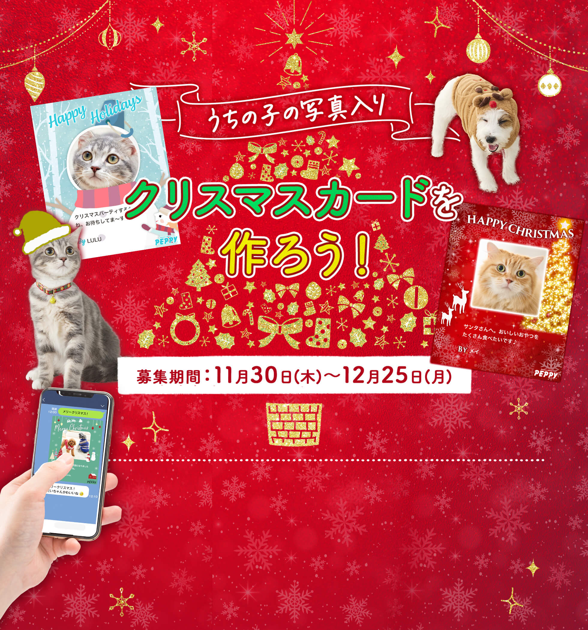 うちの子写真入り クリスマスカードを作ろう！