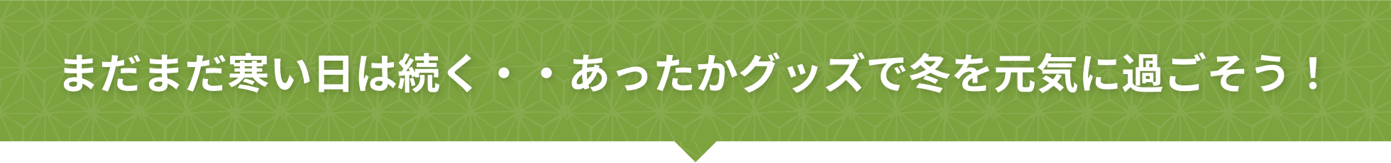 まだまだ寒い日は続く・・あったかグッズで冬を元気に過ごそう！