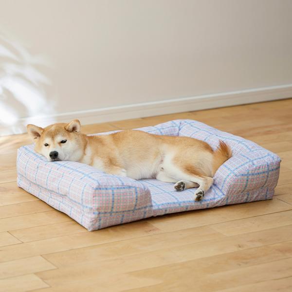 ★洗える  あごのせソファベッド S・ブルーチェック・モデル体重9.2kg