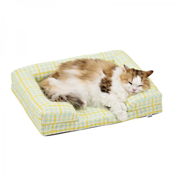 洗える  あごのせソファベッド SS・イエローチェック・モデル体重4.9kg