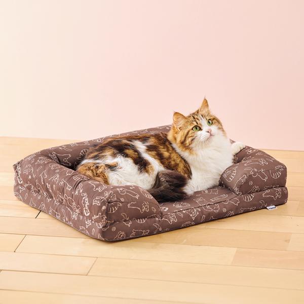 洗える  あごのせソファベッド SS・チョコ／モデル体重：4.6kg