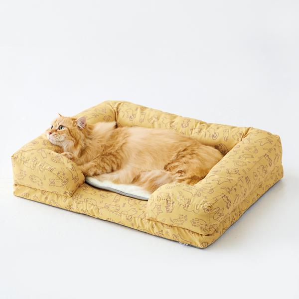 洗える  あごのせソファベッド S・ぬくぬくマットセット マロン／モデル体重：5.7kg　