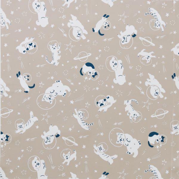 ★抜け毛が刺さりにくいノンキルトマルチカバー ベージュ/描かれているわんにゃんイラストデータ。こちらのデザインが総柄でリピートされています。