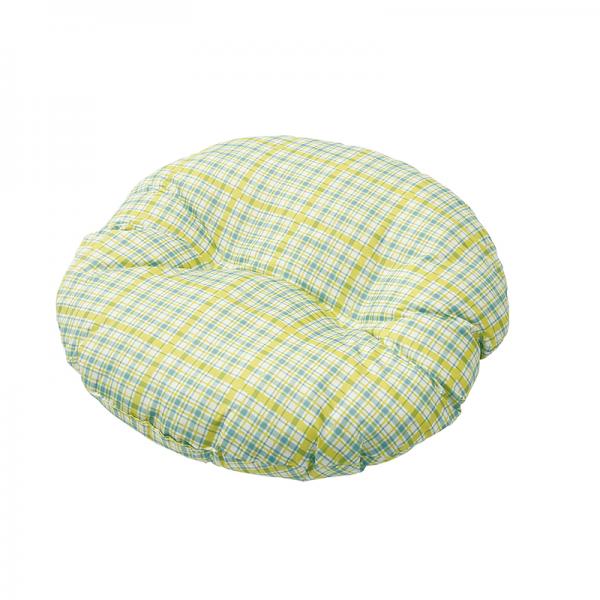洗える　まあるいベッド イエローチェック・中のクッションは取り外しOK