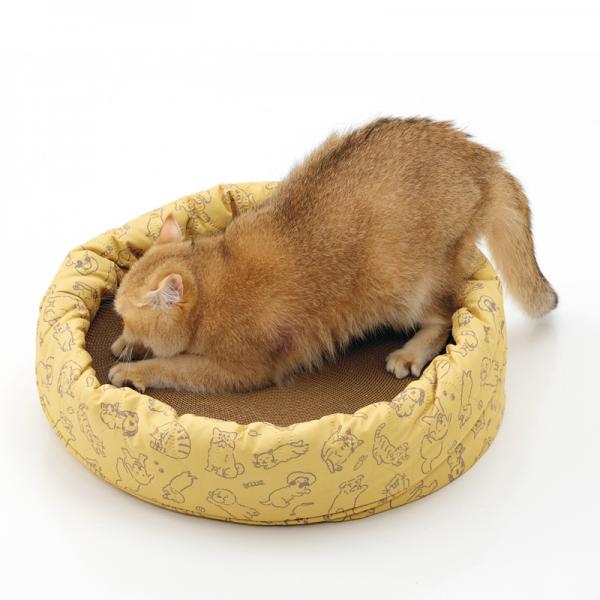 洗える　まあるいベッド ベッド＋爪とぎセット・マロン／モデル体重：3.3kg