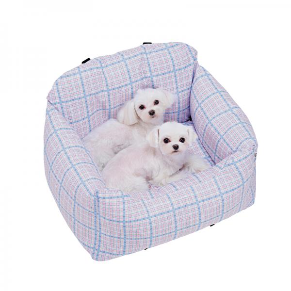 洗える あごのせふかふかドライブベッド ブルーチェック