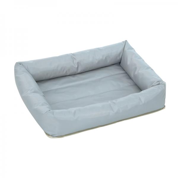 ひやひやジェルスクエアベッド フチは中わたたっぷりであごのせも快適。/底面にクールジェル入り。冷蔵不要でヒンヤリが持続します。