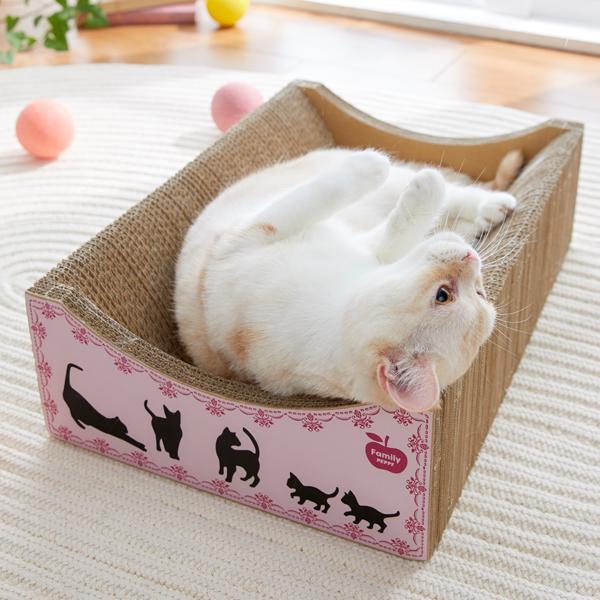 くつろげる爪とぎベッド 仰向けも良きかにゃ（ローズ）