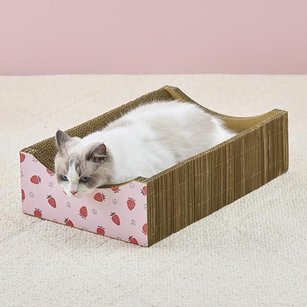 くつろげる爪とぎベッド 顎のせスタイル。（フルーツ）