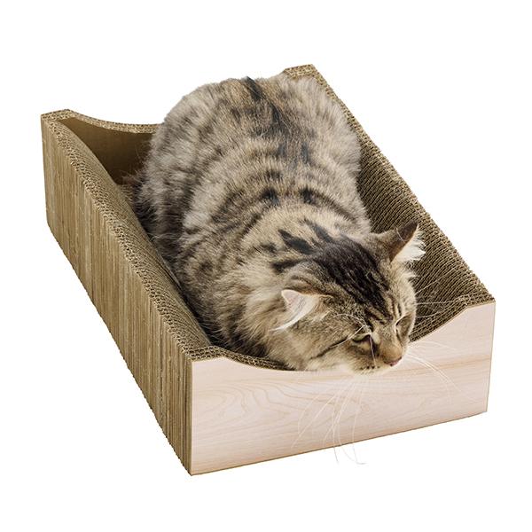 くつろげる爪とぎベッド　木目調 ちょっと大きめの子もくつろげる…