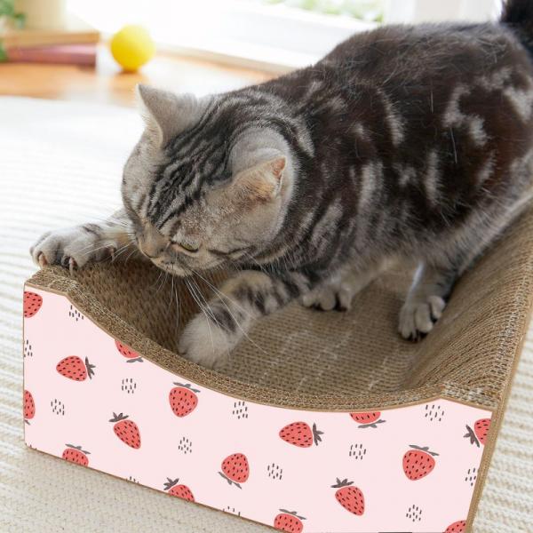 【募金付き】くつろげる爪とぎベッド いちご柄がカワイイ♡（フルーツ）