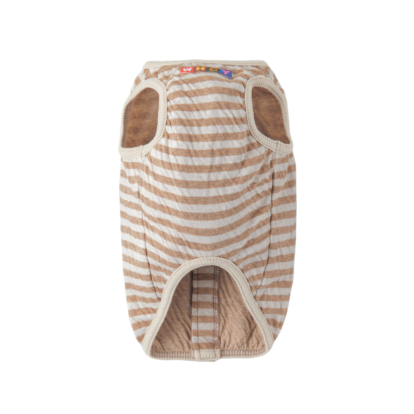 【WHCY（ウォームハートカンパニー）】オーガニックボーダーベスト 背中側スナップボタンあり ※伸縮性あり