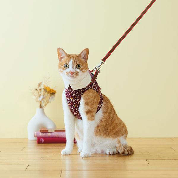 ハンドルベスト　襟付きフラワー ワインレッド　※リードは含まれません