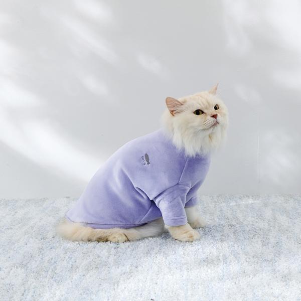 楽暖のびキャットＴシャツ パープル