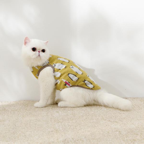 アニマル柄猫タンク マスタード