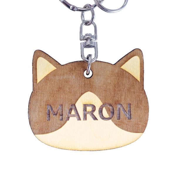 うちの猫 木製チャーム リボンキーホルダー はちわれ