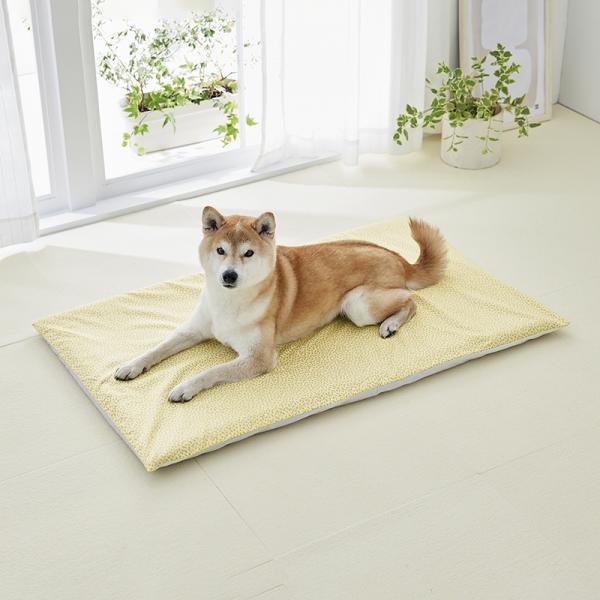 眠る時間が増えてきた子の高反発マット M・花柄イエロー（専用カバー付き）
