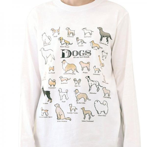 犬図鑑　ロングＴシャツ 30犬種のイラスト