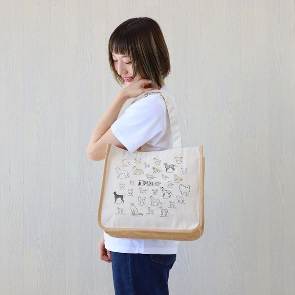犬図鑑  ジュートキャンバスバッグ 