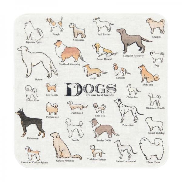 犬図鑑  ガーゼハンカチ 薄手でポケットに入れやすい