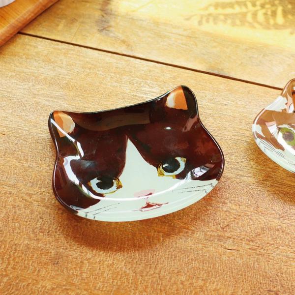 ガラスプレート　キャット ハチワレ