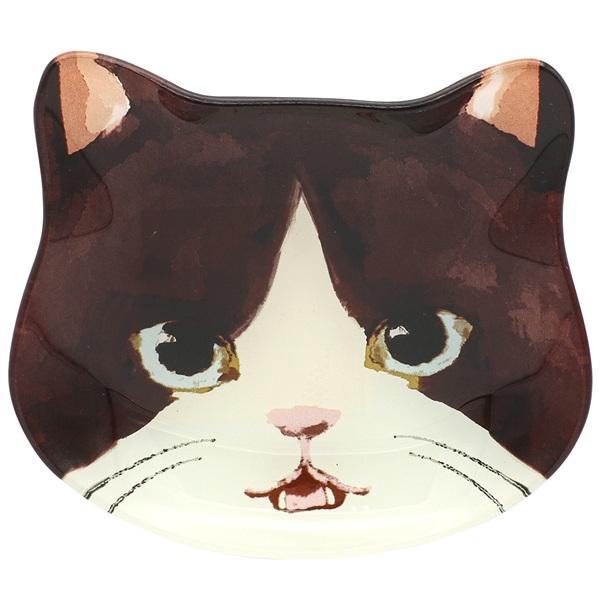 ガラスミニプレート　キャット ハチワレ