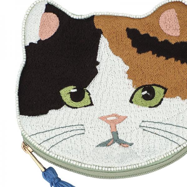 猫ビーズポーチ　シェイプ 