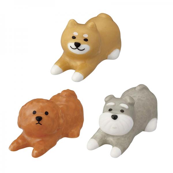 わんころん　わんわん箸置き （左から）トイプー／シバ／シュナウザー
