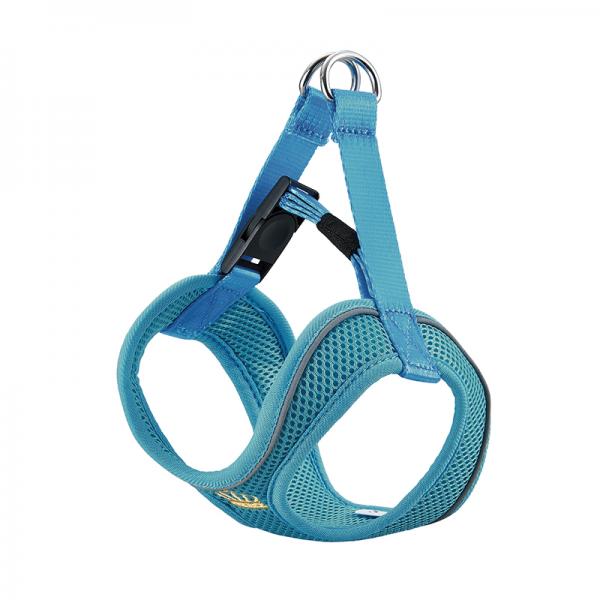 【Cinofilo（チノフィロ）】王冠ゴールド刺繍ハーネス ブルー/頭を通さず足を入れてワンタッチ着用。/通気性の良いメッシュ生地。