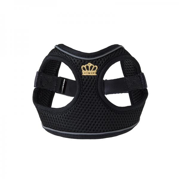 【Cinofilo（チノフィロ）】王冠ゴールド刺繍ハーネス ブラック