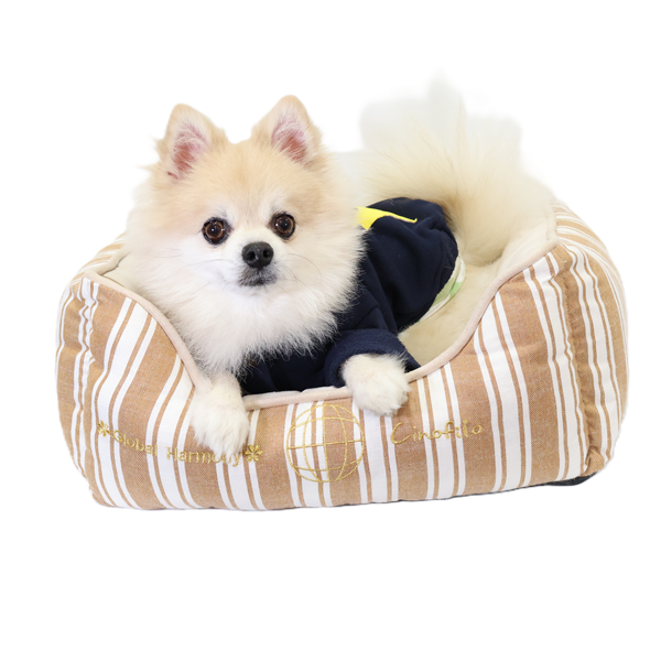 ＣＯＯＬストライプスクエアベッド Sベージュ