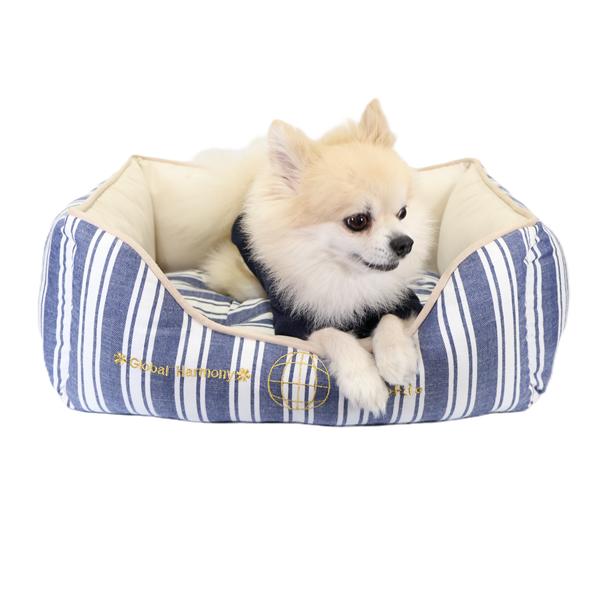 ＣＯＯＬストライプスクエアベッド Ⅿネイビー