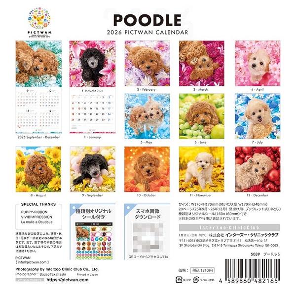 ピクトワンＳ版 カレンダー ２０２６ プードル