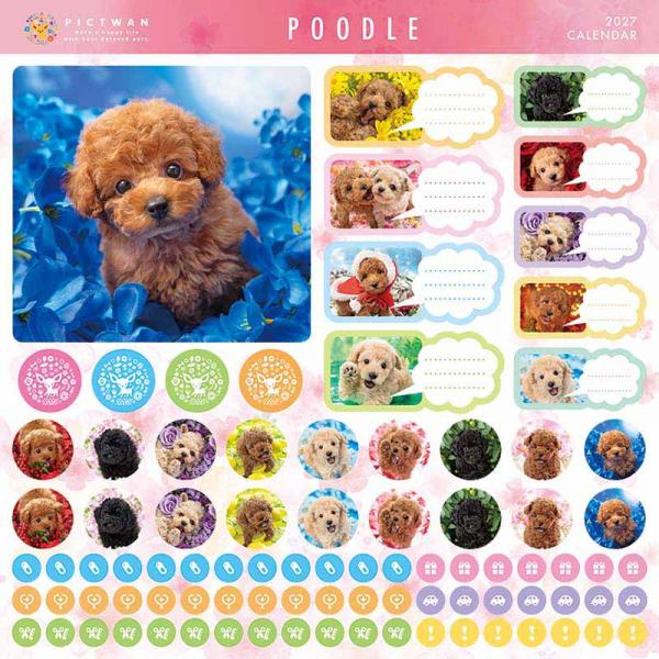 ピクトワンＬ版カレンダー２０２７ プードル 犬種別オリジナルシール付き