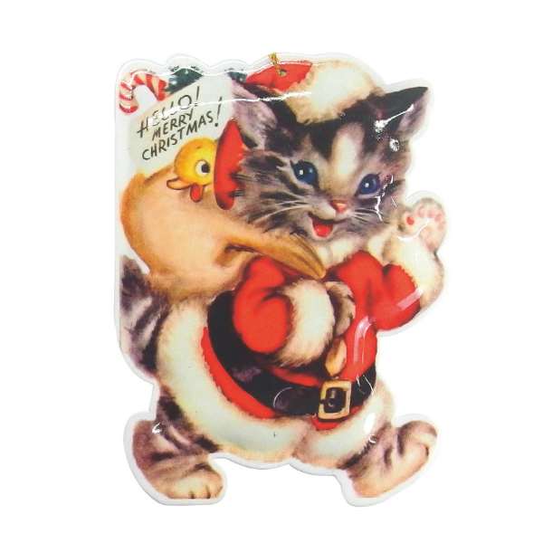 メタルダイカットポストカード Ｘｍａｓ サンタキャット
