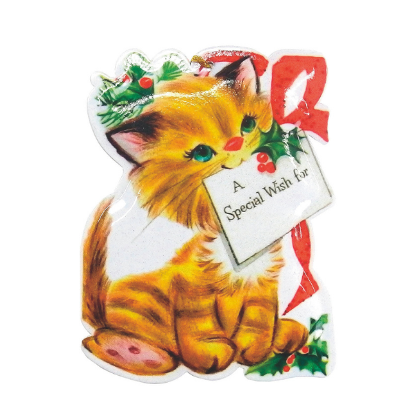 メタルダイカットポストカード Ｘｍａｓ キャット＆カード