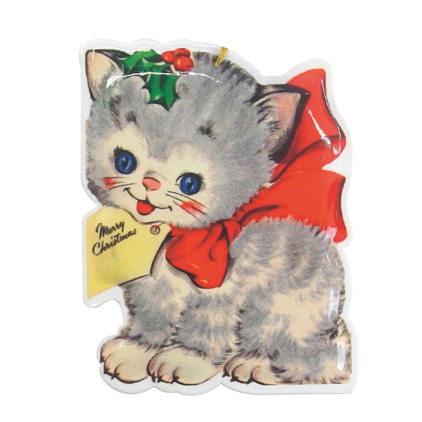 メタルダイカットポストカード Ｘｍａｓ キャットリボン