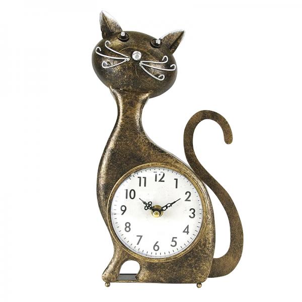 キャットデスククロック おすわり ブロンズ