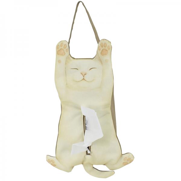 キャットティッシュボックスカバー シロネコ