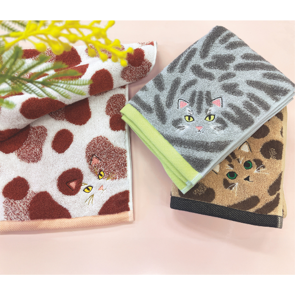 うちのニャンコ 毛並み フェイスタオル 本物の毛並みの手触りを追求した今治製タオル