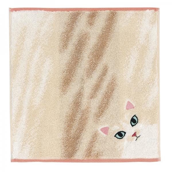 うちのニャンコ 毛並みハンカチ ハンカチ・ハチワレ（クリーム）