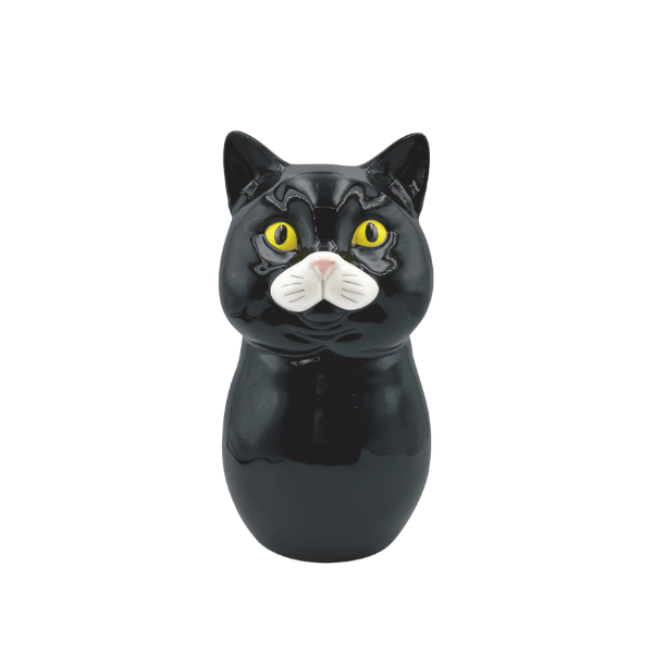 キャットセラミック　フラワーポット L・クロ