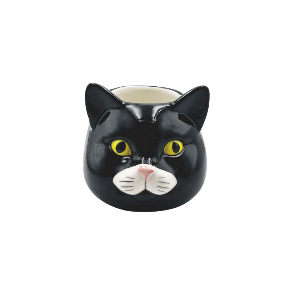 キャットセラミック　フラワーポット S・黒