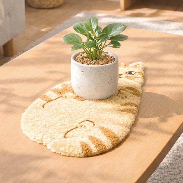 オーマイキャット ダイカットマット Mサイズ・きなこ／植木鉢やオブジェのディスプレイに。