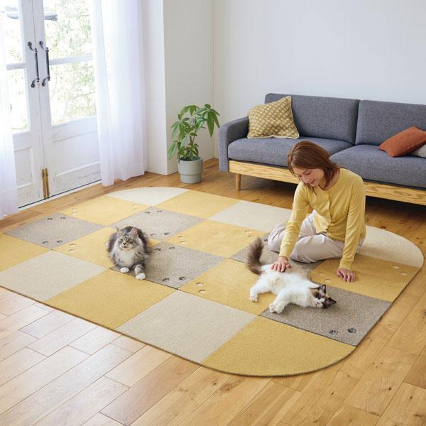 ラグタスタイルラグ　てくてく肉球 ブラウン5枚（てくてく肉球）、イエロー5枚（てくてく肉球）、ベージュ3枚（無地）、イエロー3枚（無地）、イエロー2枚（サークルパーツ）、ベージュ2枚（サークルパーツ）