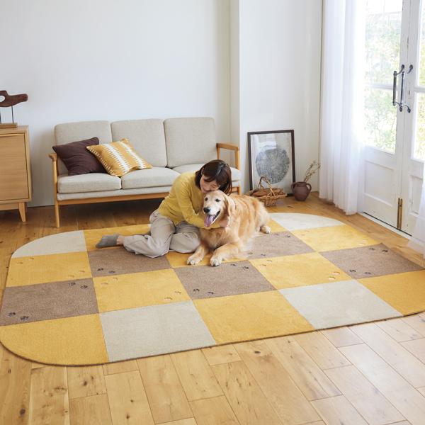 ラグタスタイルラグ　サークルパーツ イエロー2枚、ベージュ2枚（別売：てくてく肉球・ブラウン5枚、イエロー5枚、スクエア・ベージュ3枚、イエロー3枚）