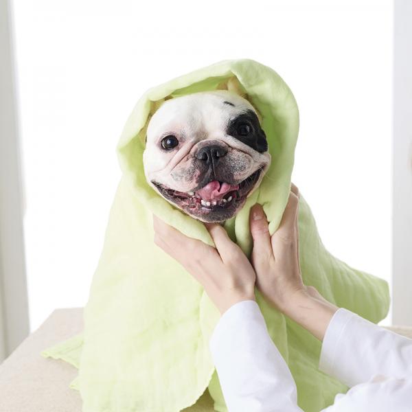 綿１００％の３重ガーゼおくるみタオル グリーン