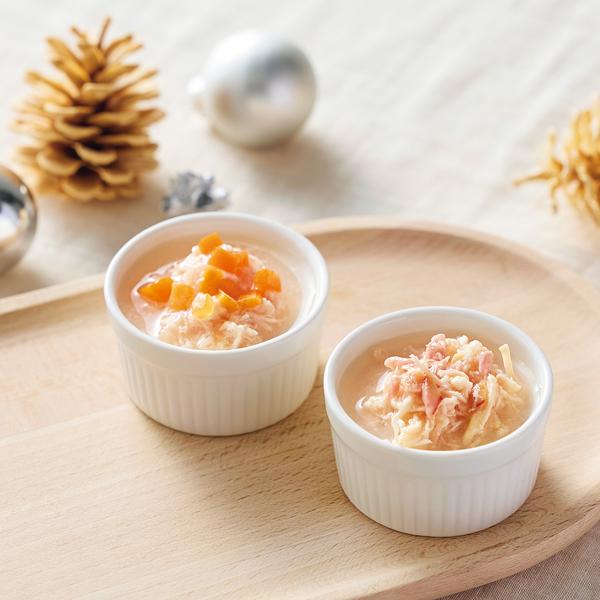 アタス　キャット　クリーミーチキン 左・チキン＆ベジタブル、右・チキン＆ツナ